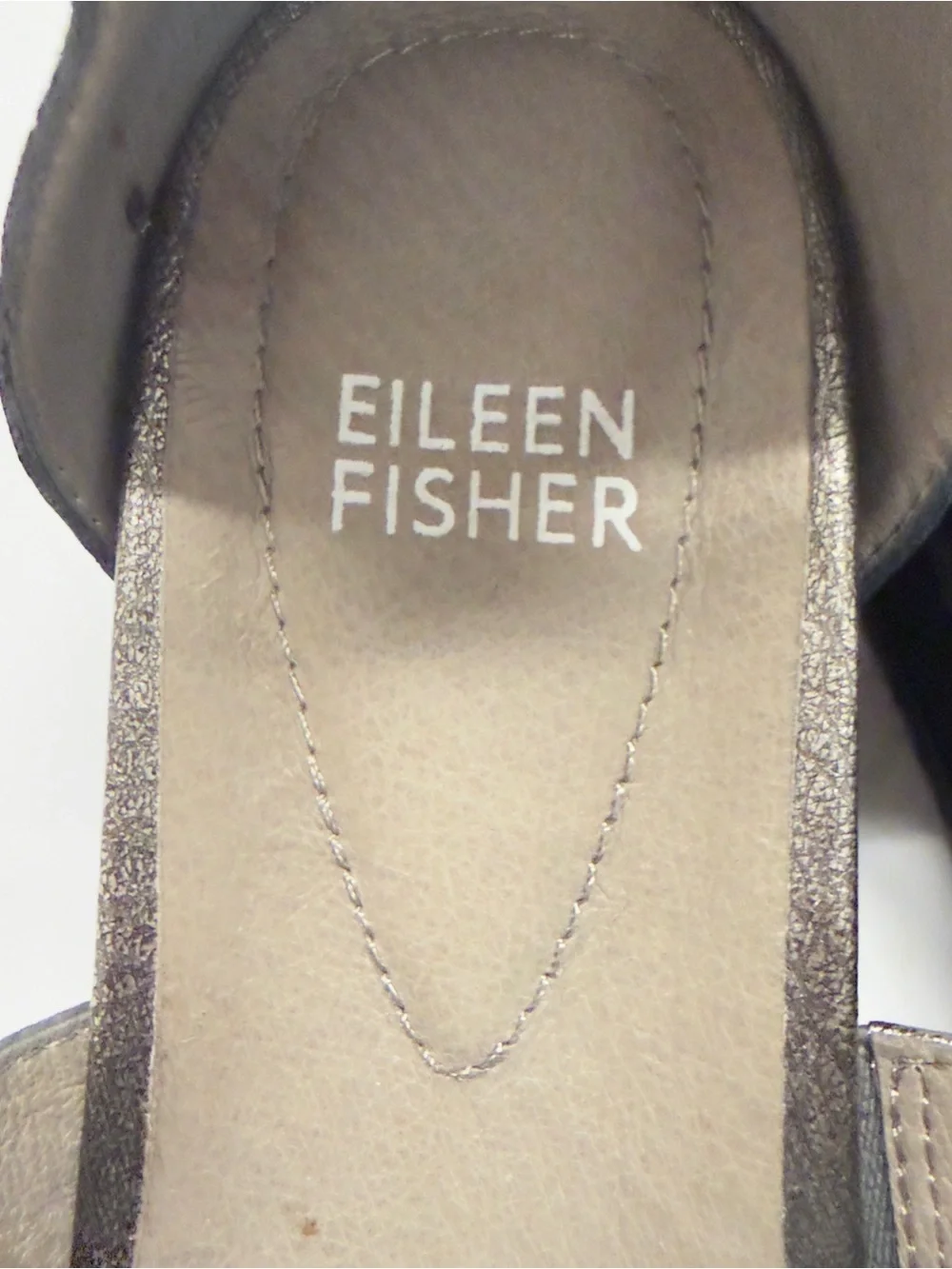 Eileen Fisher Keno Metallic Silver Platform Sandal Size 7